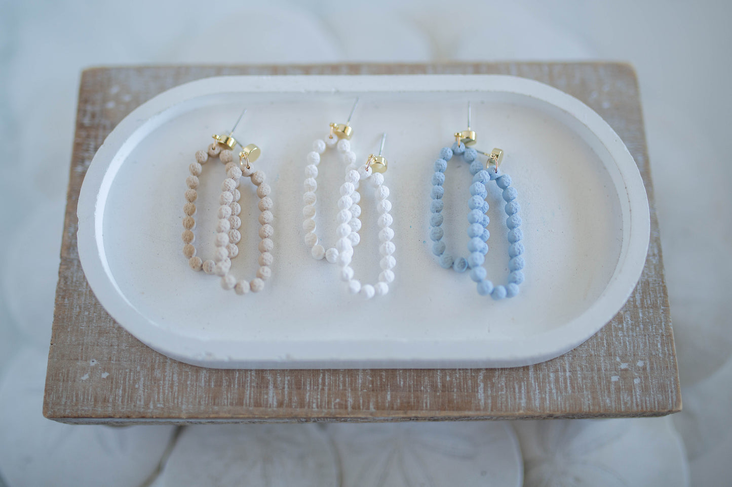 Clay Earrings | Oval Bubble Dangles | Coastal Shores Collection