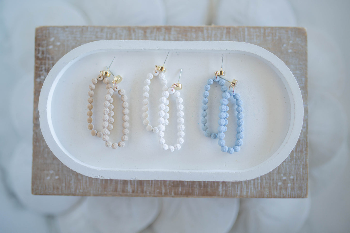 Clay Earrings | Oval Bubble Dangles | Coastal Shores Collection