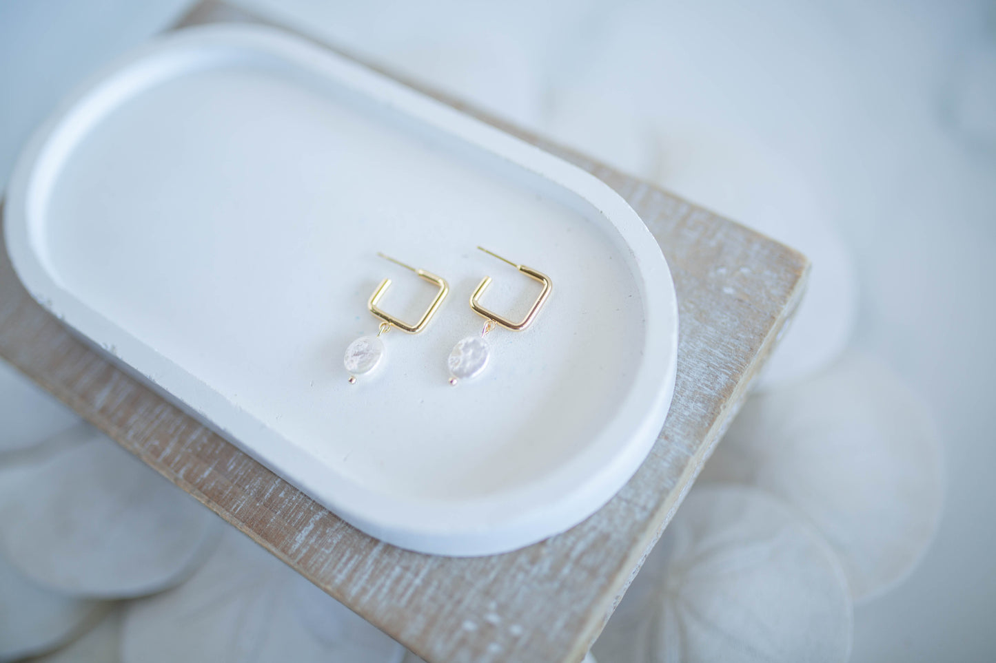 Simple Earrings | Pearl Huggies | Coastal Shores Collection