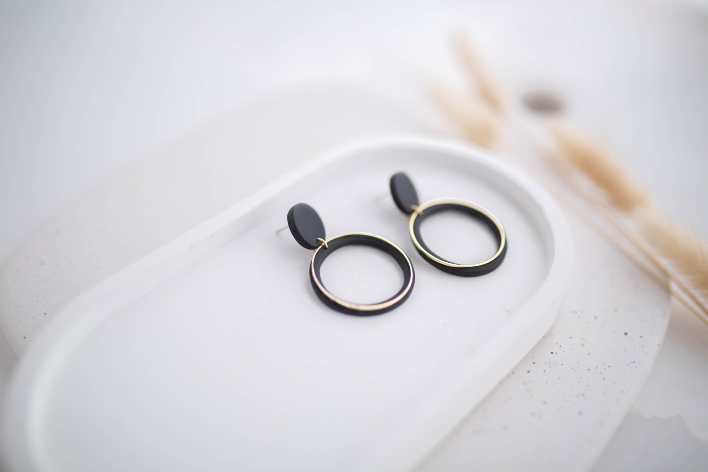 Clay Earrings | Simple Circle Dangles | All Things Neutral Collection