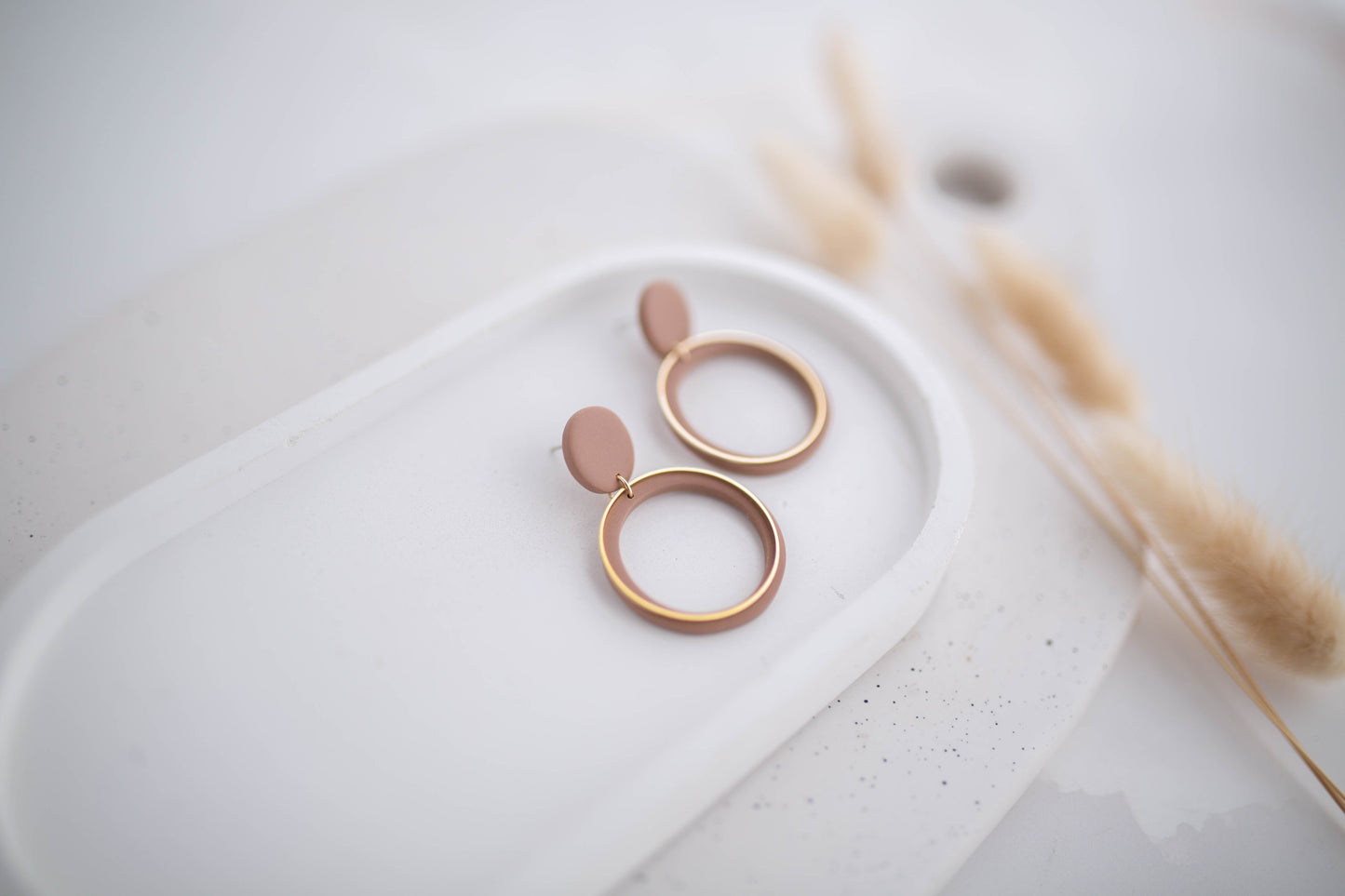 Clay Earrings | Simple Circle Dangles | All Things Neutral Collection