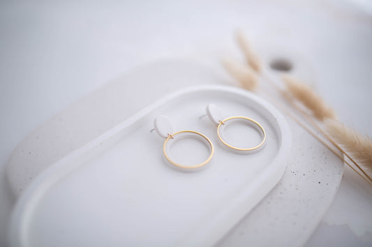 Clay Earrings | Simple Circle Dangles | All Things Neutral Collection