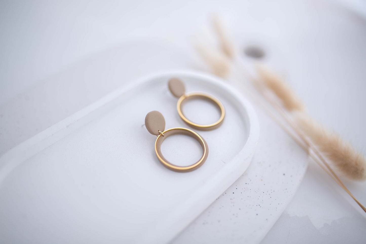 Clay Earrings | Simple Circle Dangles | All Things Neutral Collection