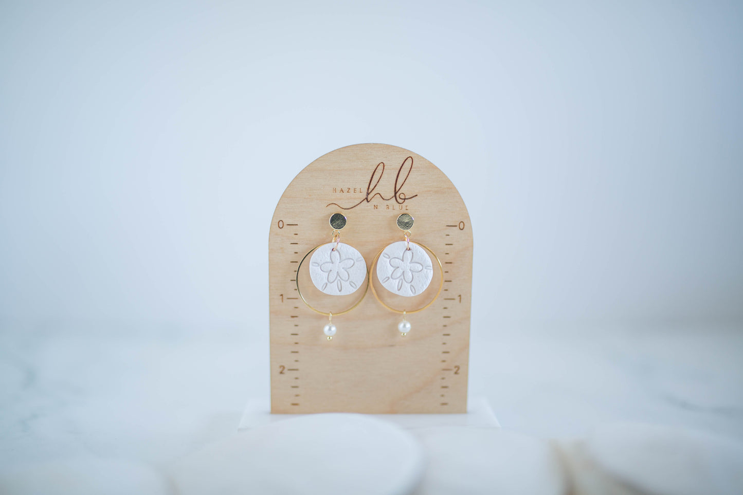Clay Earrings | Dainty Sand Dollar Dangles | Coastal Shores Collection