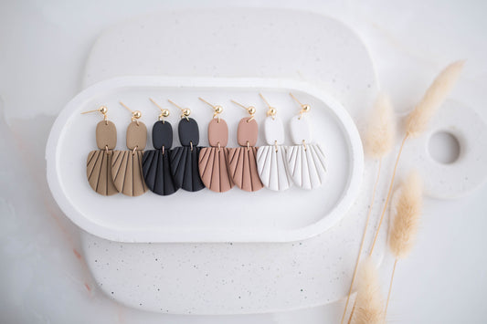 Clay Earrings | Embossed Dangles | All Things Neutral Collection