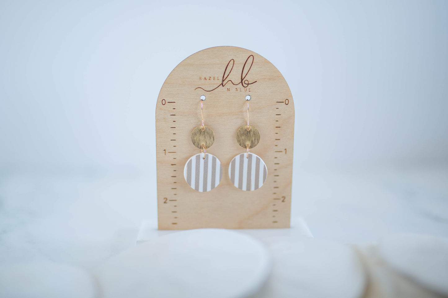 Clay Earrings | Circle Coastal Stripe Dangles | Coastal Shores Collection