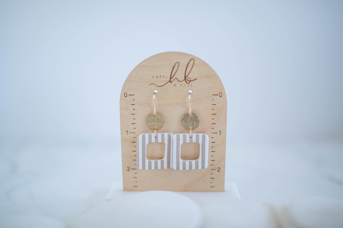 Clay Earrings | Square Coastal Striped Dangles | Coastal Shores Collection