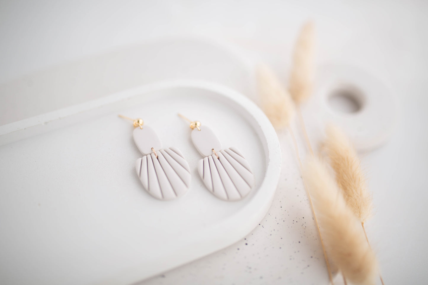 Clay Earrings | Embossed Dangles | All Things Neutral Collection