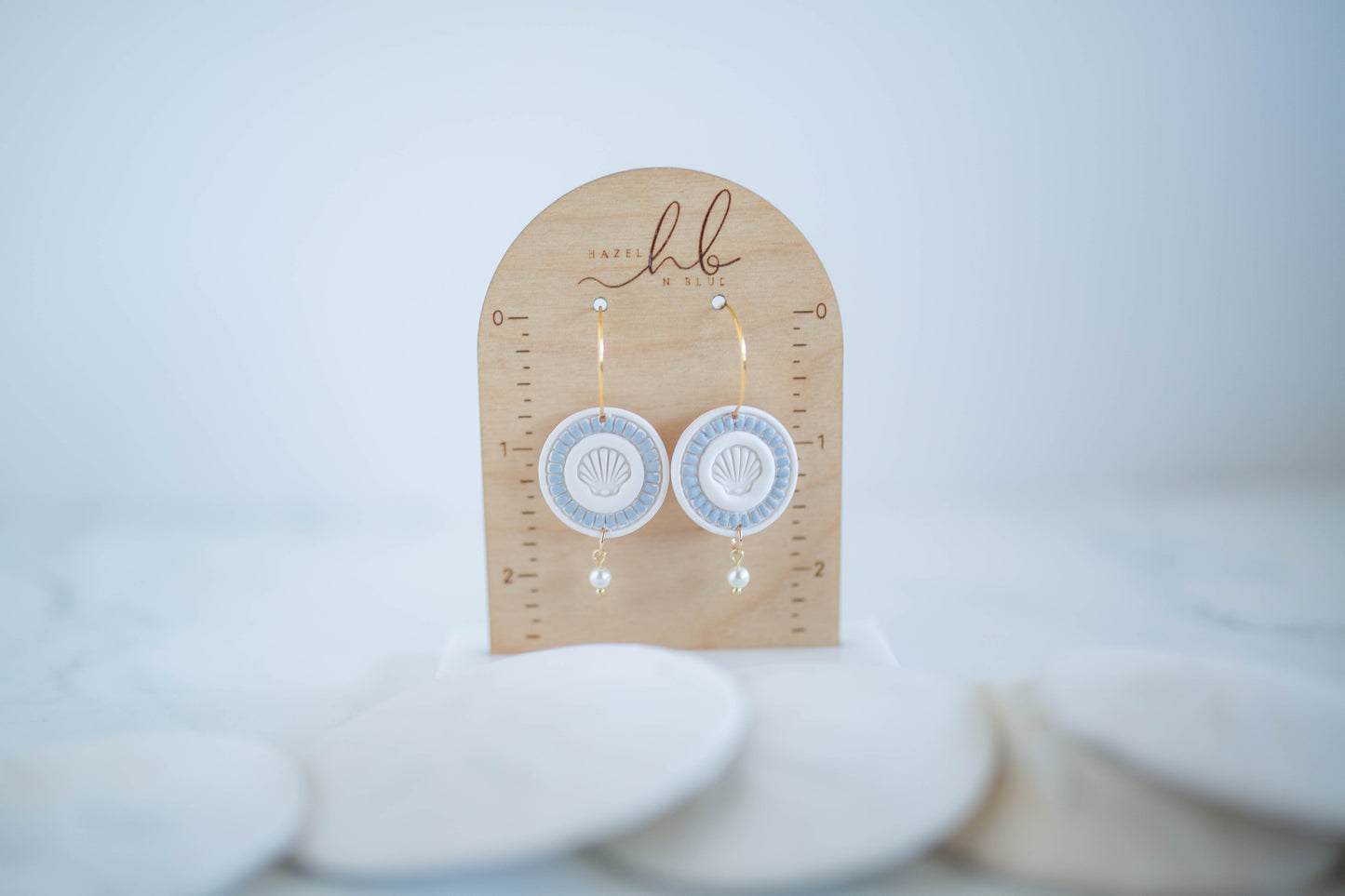 Clay Earrings | Scallop + Pearl Hoops | Coastal Shores Collection
