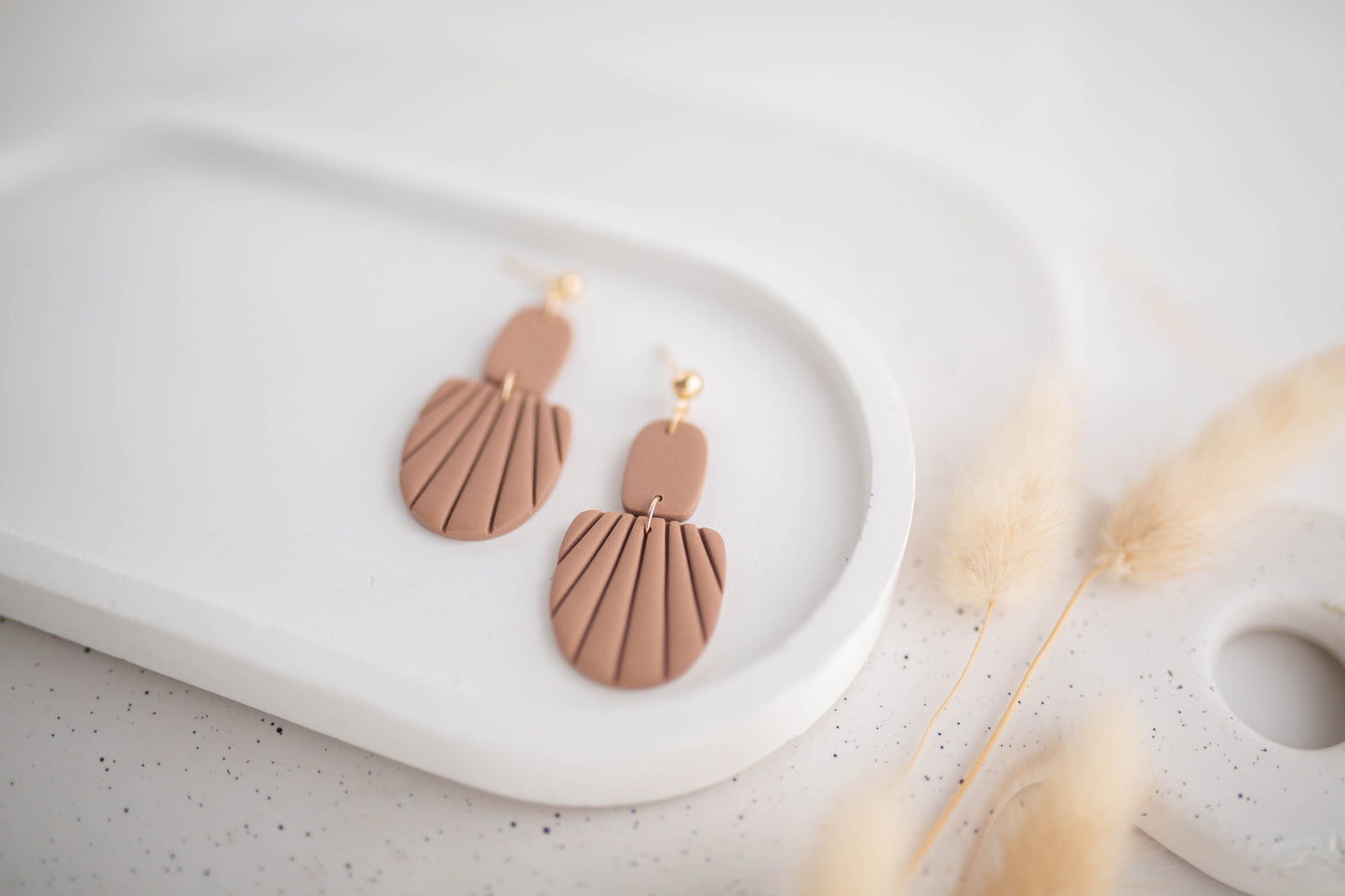 Clay Earrings | Embossed Dangles | All Things Neutral Collection