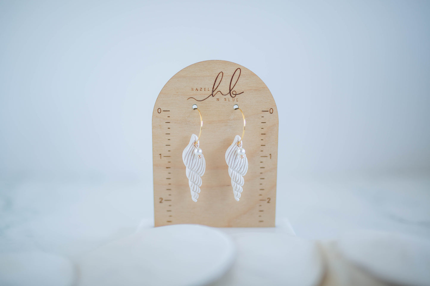 Clay Earrings | Seashell + Pearl Hoops | Coastal Shores Collection