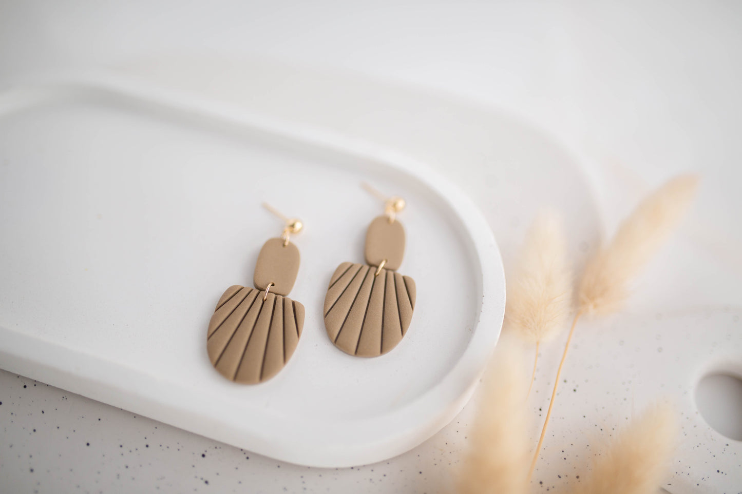 Clay Earrings | Embossed Dangles | All Things Neutral Collection