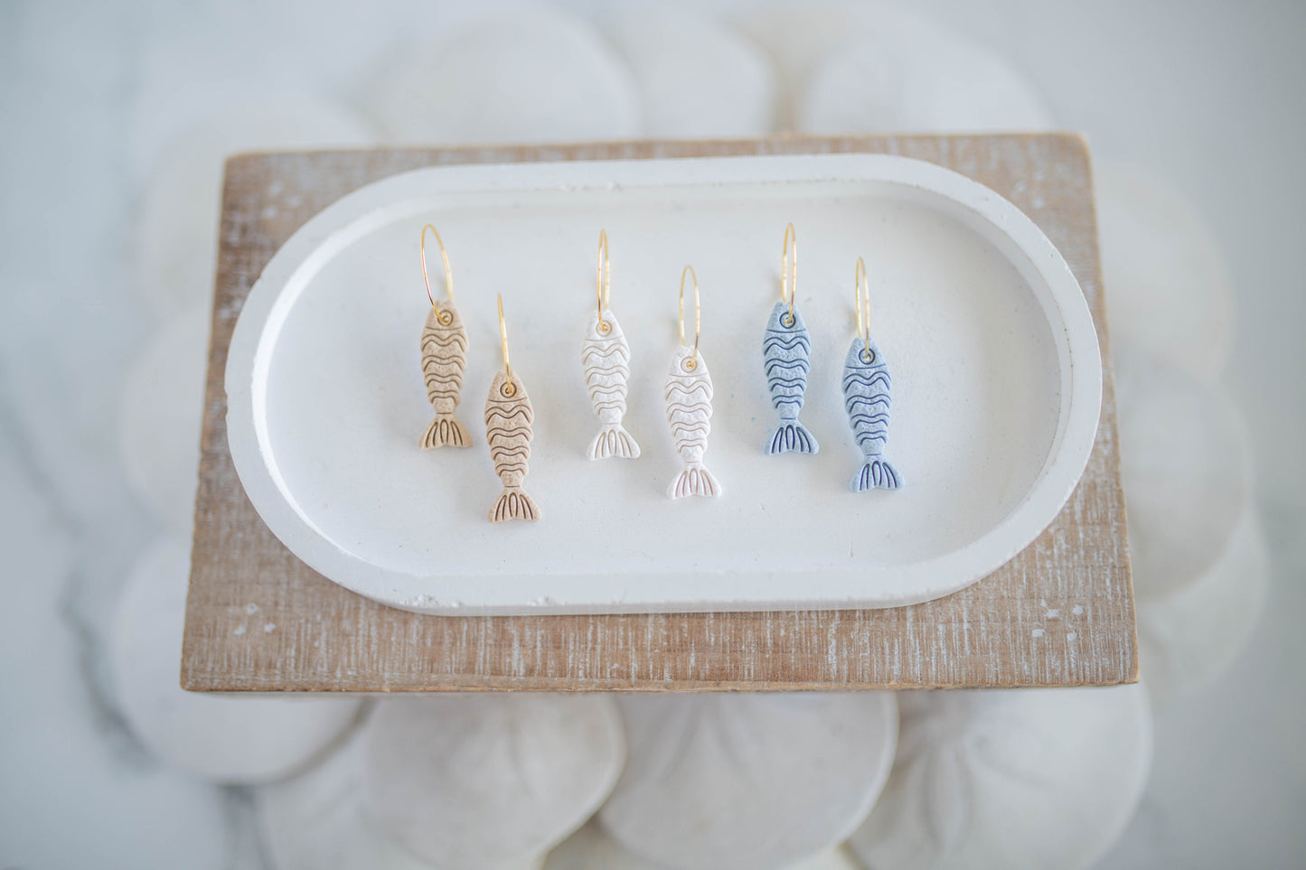 Clay Earrings | Minnow Hoops | Coastal Shores Collection