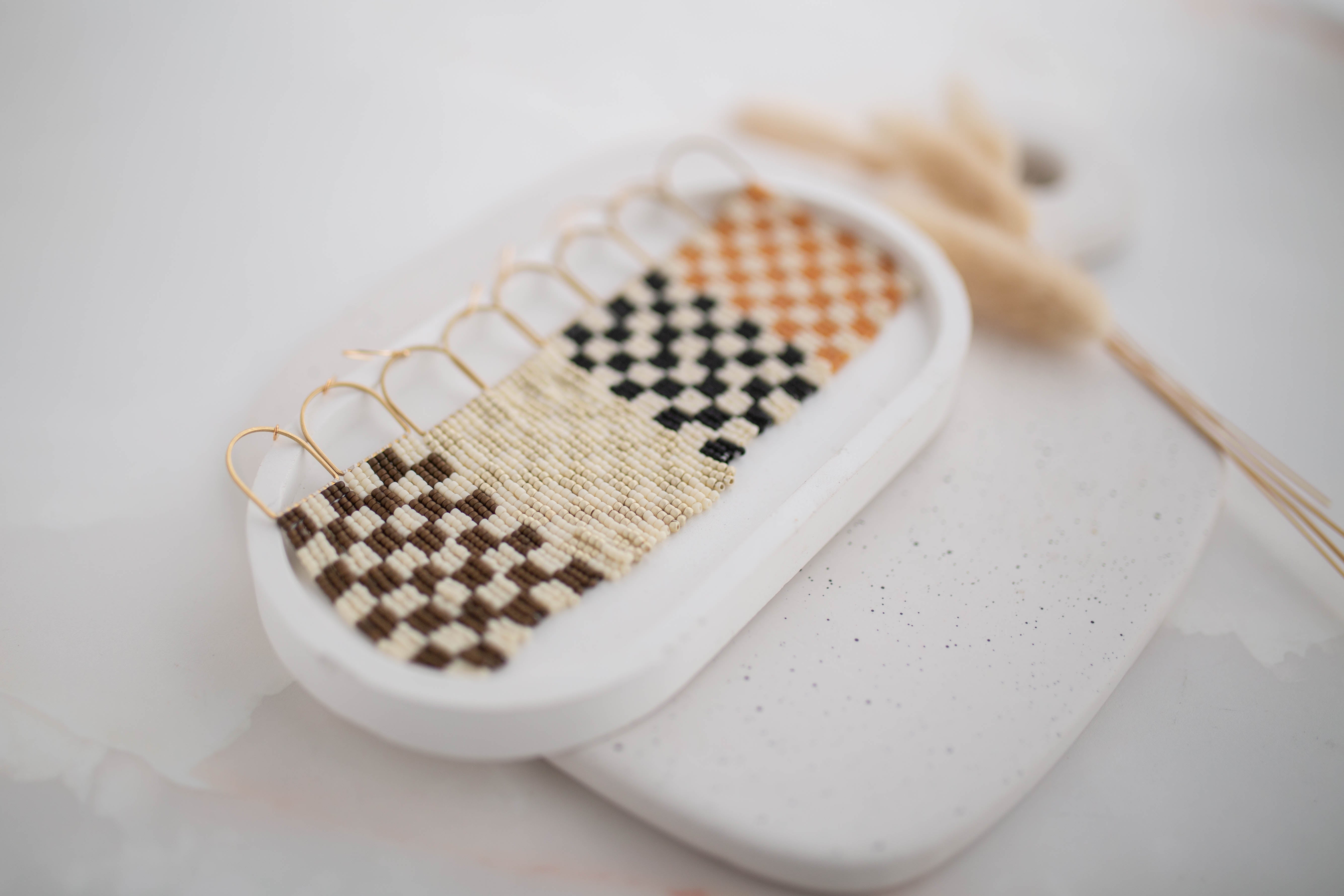 Beaded Earrings | Checker Fringe | All Things Neutral Collection ...
