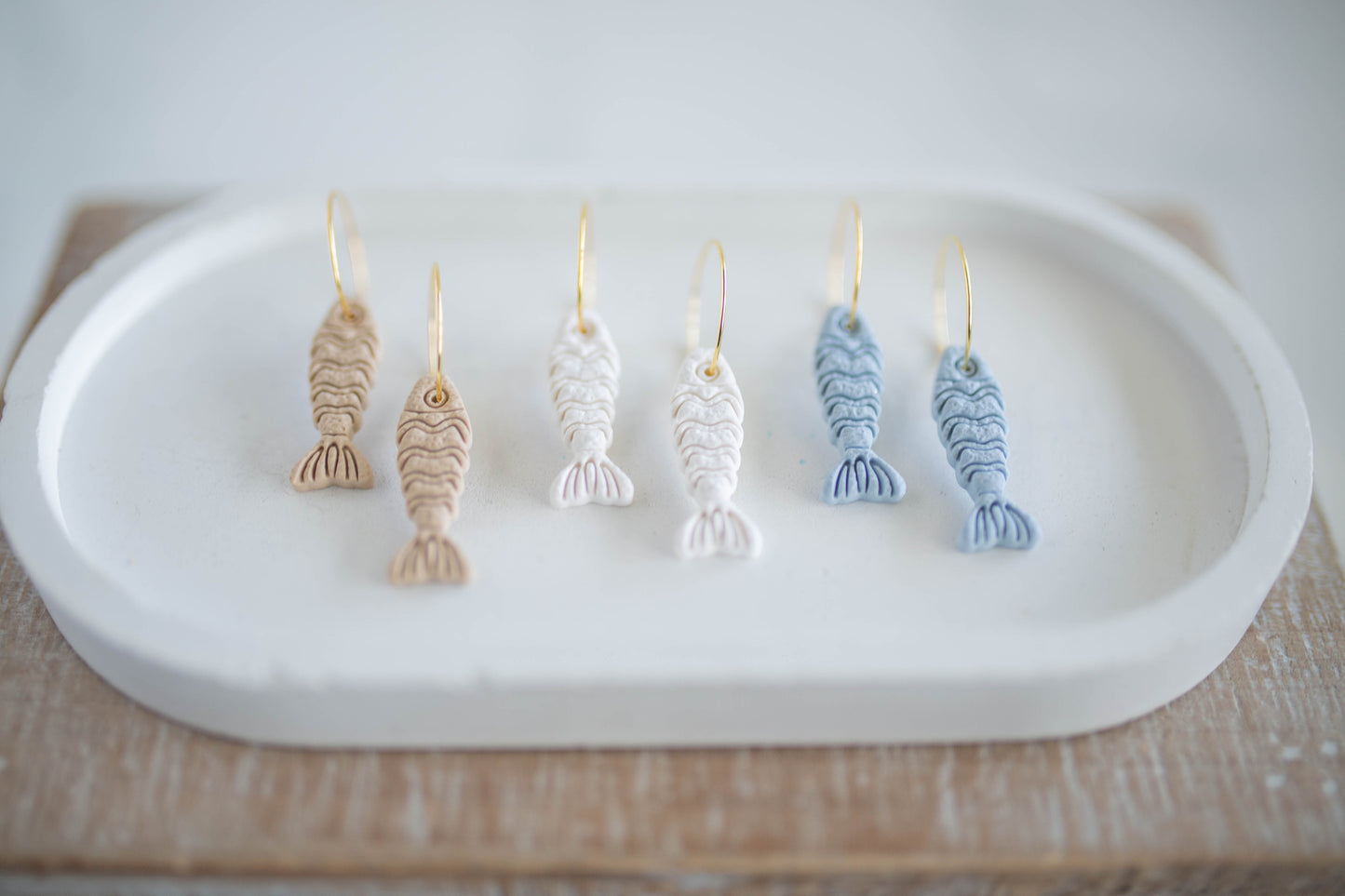Clay Earrings | Minnow Hoops | Coastal Shores Collection