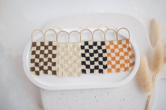 Beaded Earrings | Checker Fringe | All Things Neutral Collection