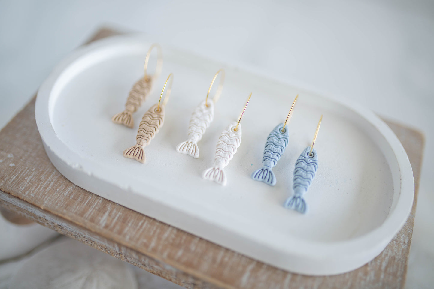 Clay Earrings | Minnow Hoops | Coastal Shores Collection