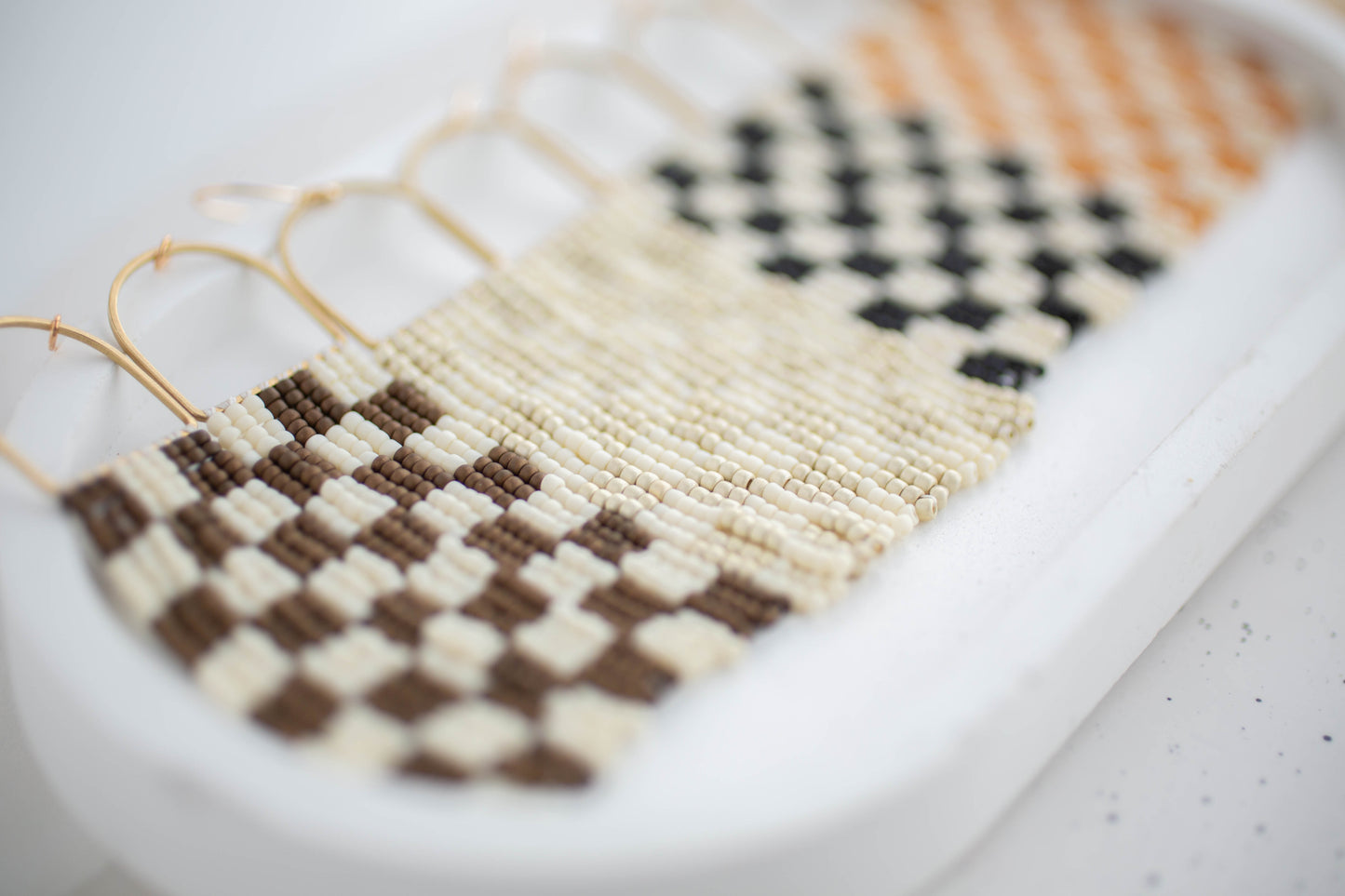 Beaded Earrings | Checker Fringe | All Things Neutral Collection