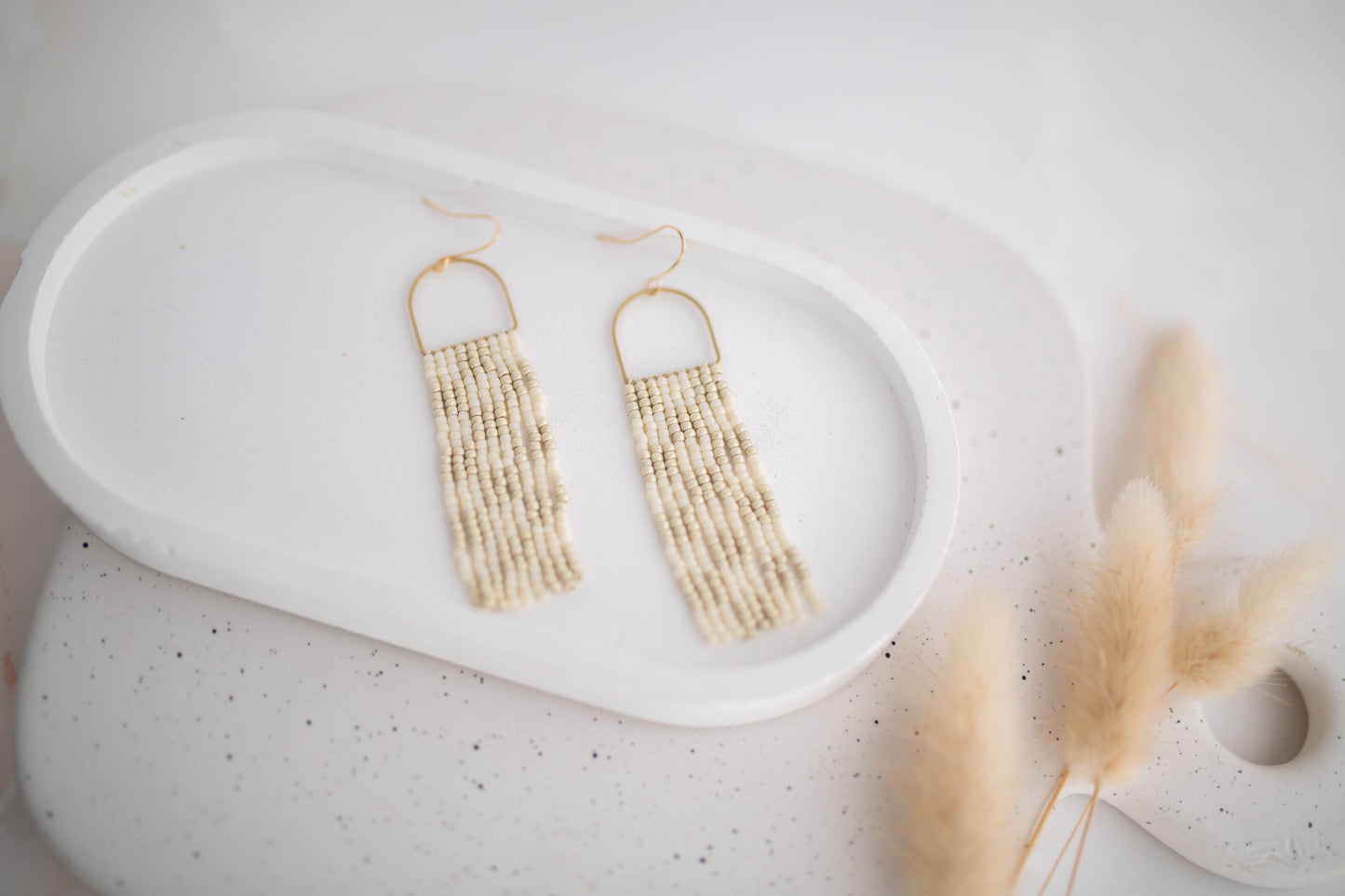 Beaded Earrings | Checker Fringe | All Things Neutral Collection