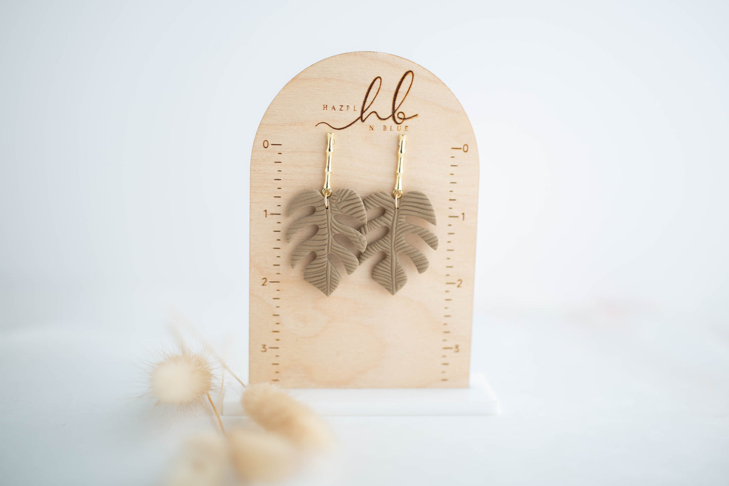 Clay Earrings | Monstera Dangles | All Things Neutral Collection