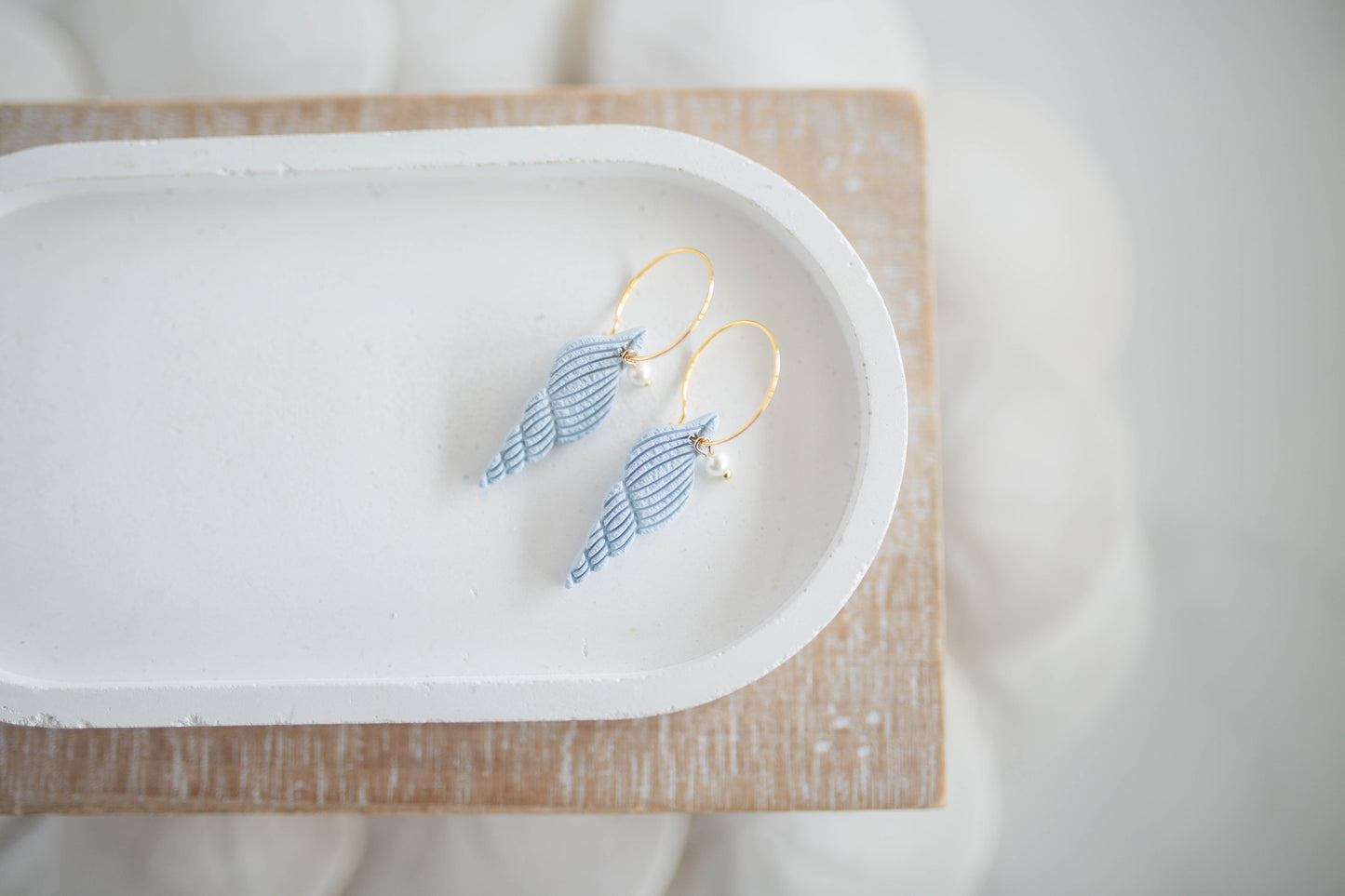 Clay Earrings | Seashell + Pearl Hoops | Coastal Shores Collection