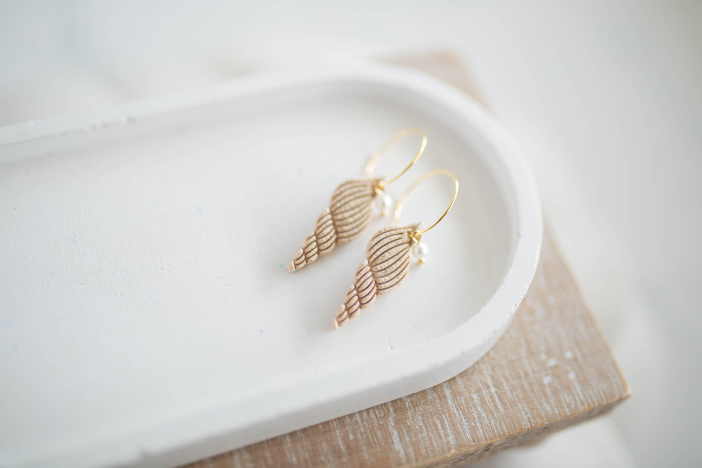 Clay Earrings | Seashell + Pearl Hoops | Coastal Shores Collection