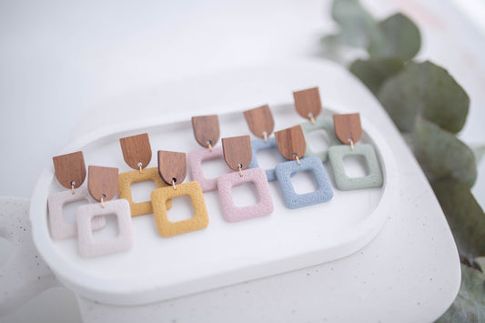 Clay Earrings | Square Dangles | In Bloom Collection
