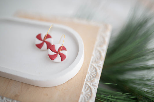 Clay Earrings | Peppermint Hoops | Jingle+Joy Collection