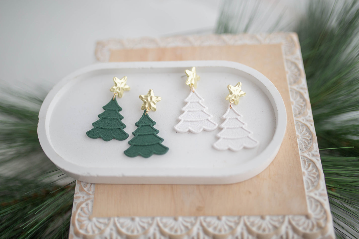 Clay Earrings | Tree Dangles | Jingle+Joy Collection