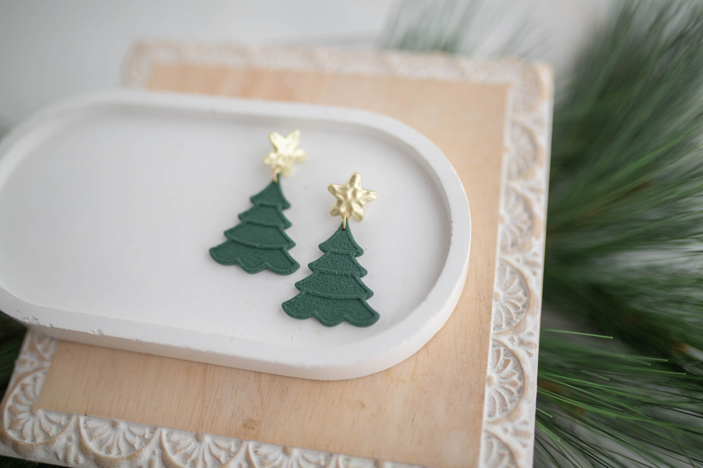 Clay Earrings | Tree Dangles | Jingle+Joy Collection