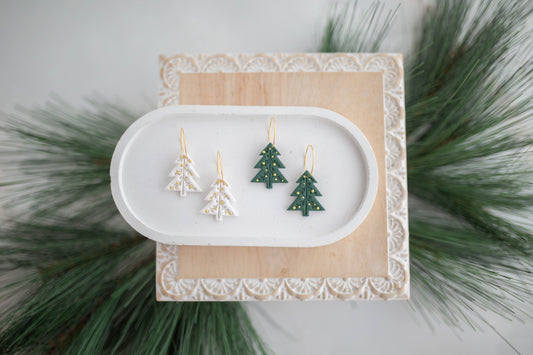 Clay Earrings | Nordic Tree Hoops | Jingle+Joy Collection