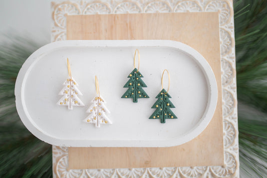 Clay Earrings | Nordic Tree Hoops | Jingle+Joy Collection