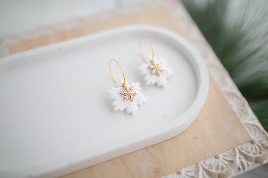 Clay Earrings | Snowflake Hoops | Jingle+Joy Collection