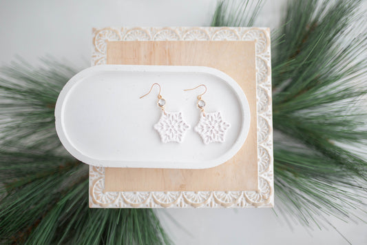 Clay Earrings | Snowflake Dangles | Jingle+Joy Collection