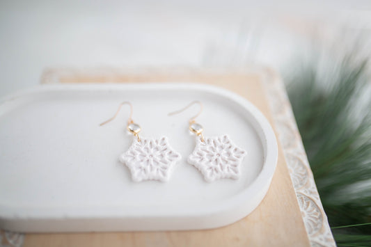 Clay Earrings | Snowflake Dangles | Jingle+Joy Collection
