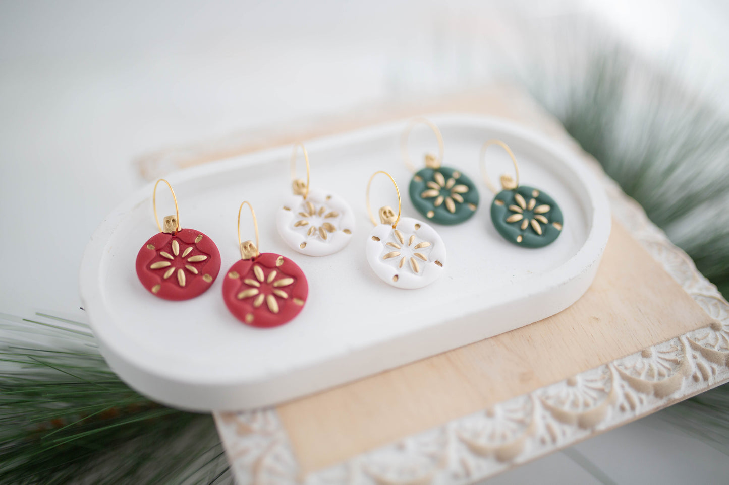 Clay Earrings | Ornament Hoops | Jingle+Joy Collection