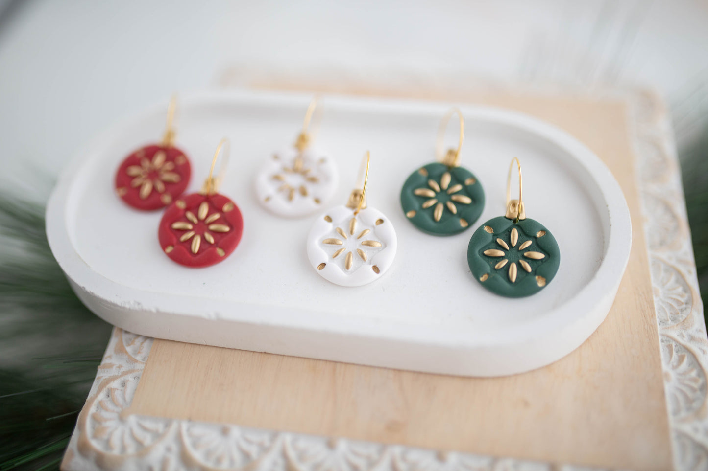 Clay Earrings | Ornament Hoops | Jingle+Joy Collection