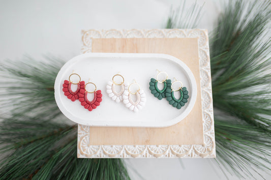 Clay Earrings | Scallop Dangle | Jingle+Joy Collection