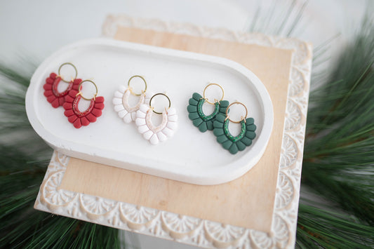 Clay Earrings | Scallop Dangle | Jingle+Joy Collection