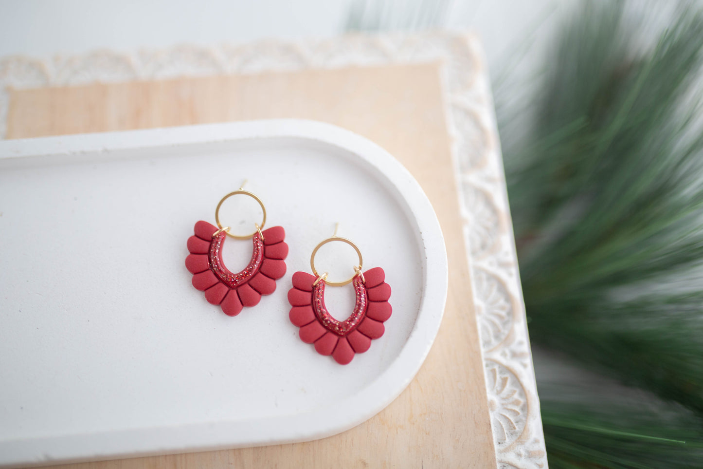 Clay Earrings | Scallop Dangle | Jingle+Joy Collection