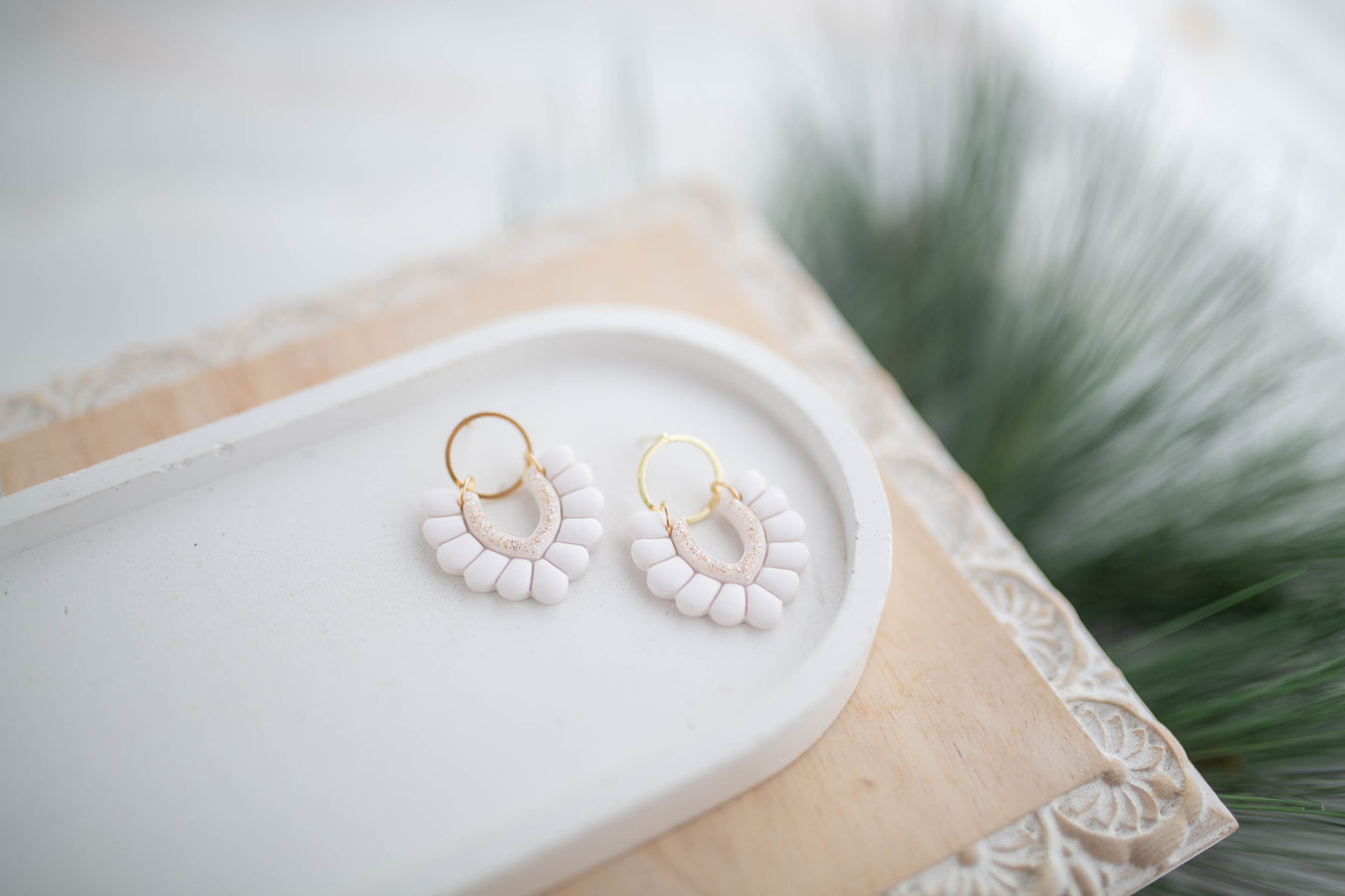 Clay Earrings | Scallop Dangle | Jingle+Joy Collection