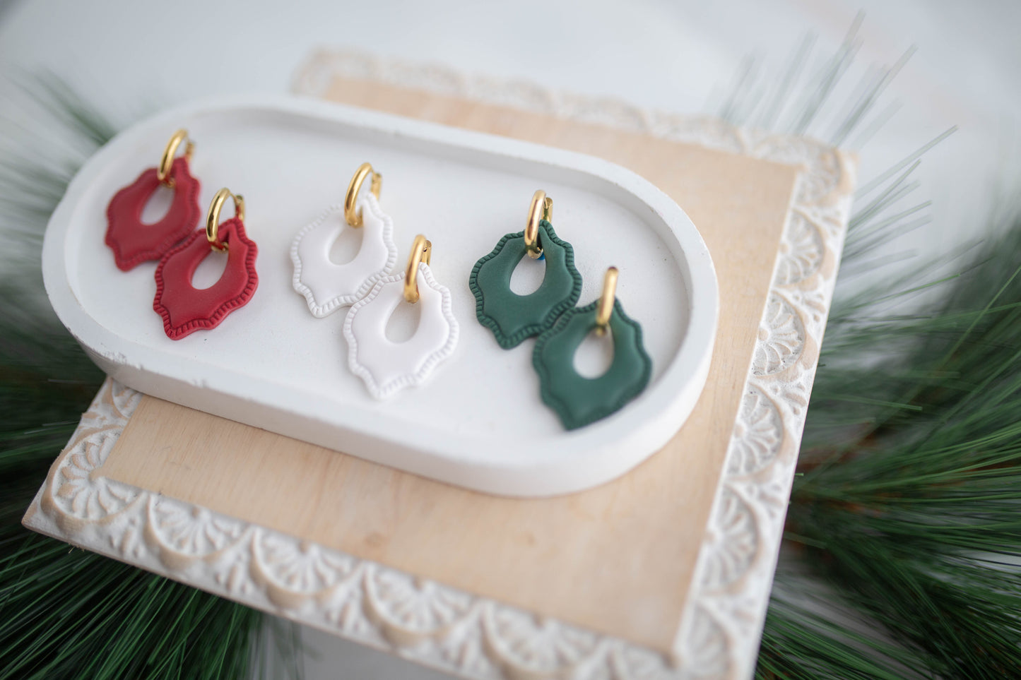 Clay Earrings | Festive Huggies | Jingle+Joy Collection