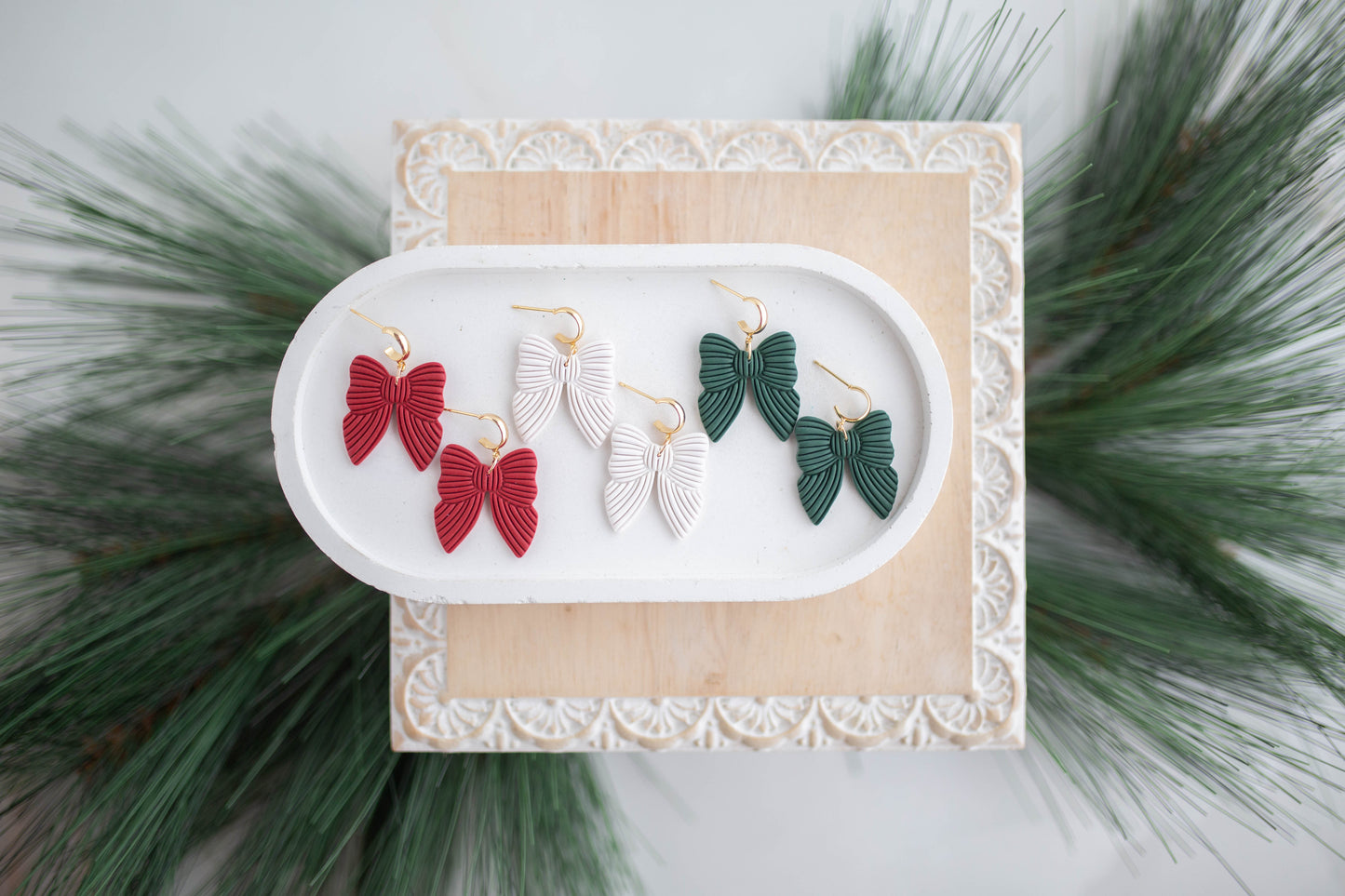 Clay Earrings | Festive Bows | Jingle+Joy Collection