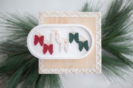 Clay Earrings | Festive Bows | Jingle+Joy Collection