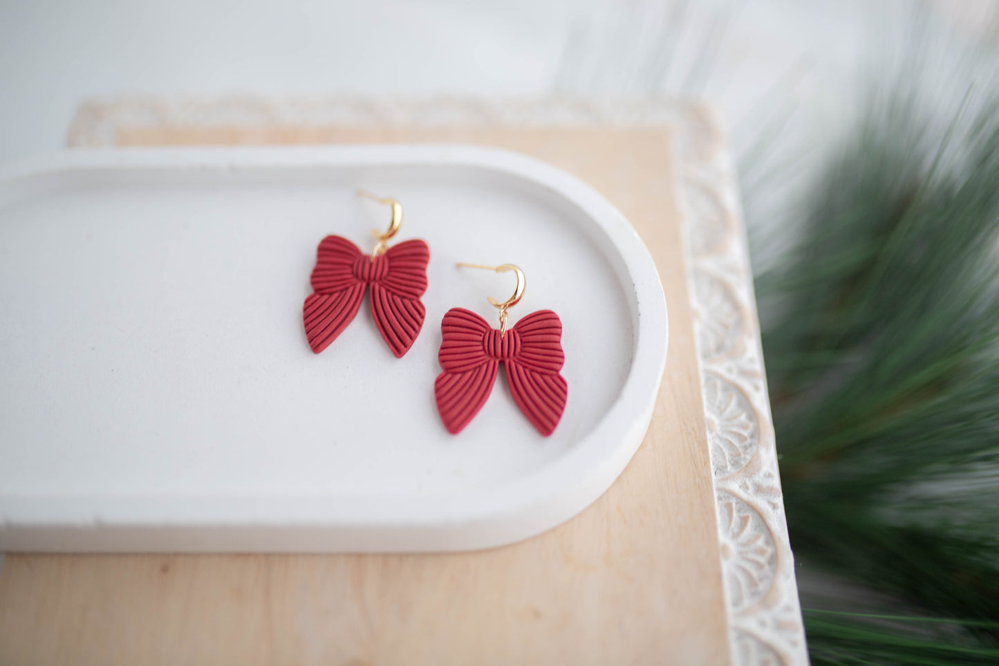 Clay Earrings | Festive Bows | Jingle+Joy Collection