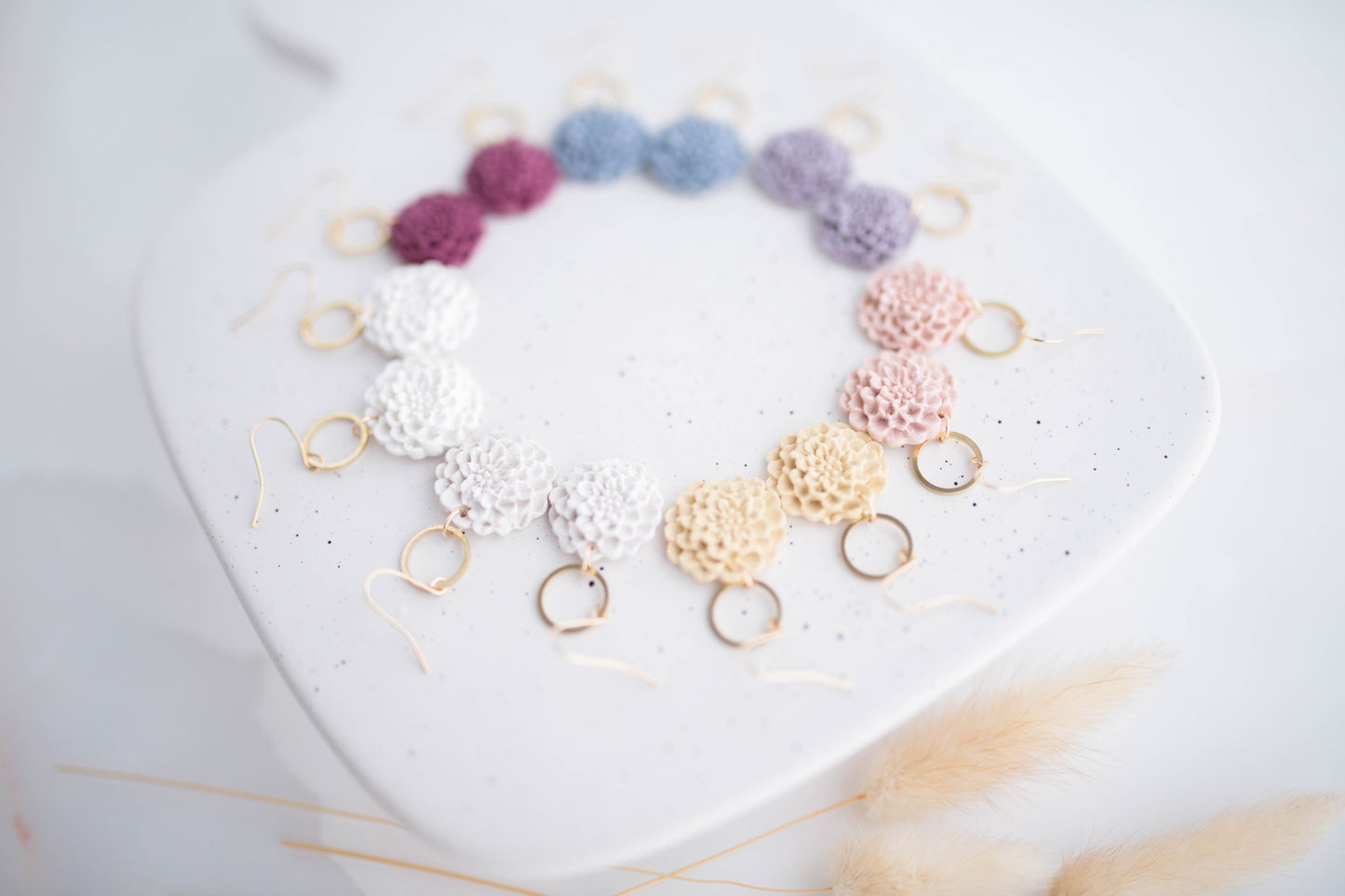 Clay Earrings | Small Dahlia Dangles