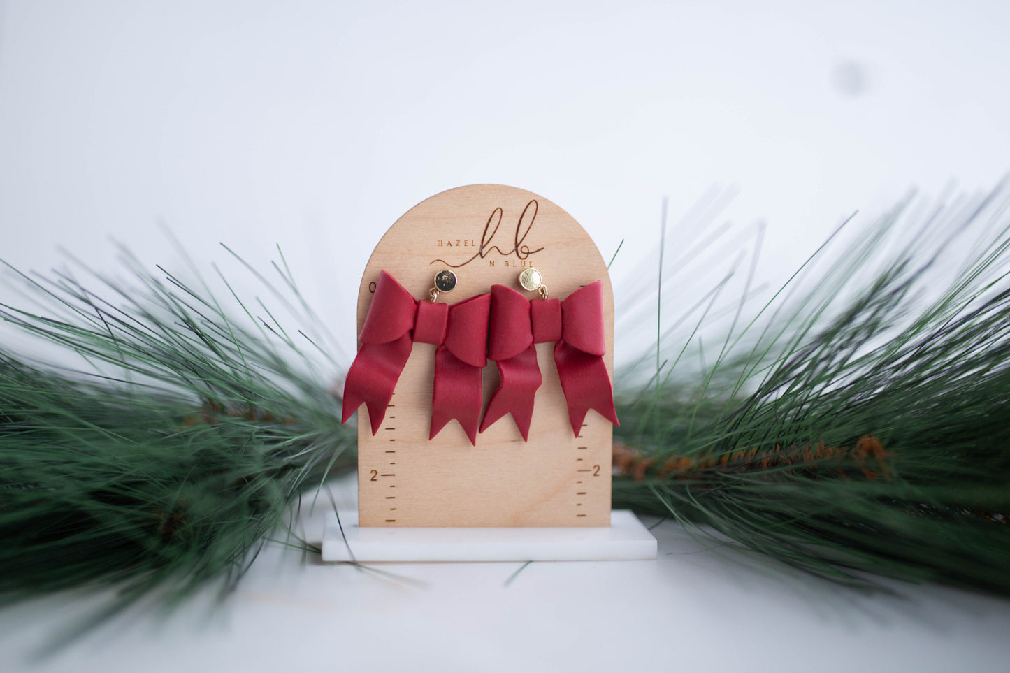 Clay Earrings | Festive Ribbon Dangles | Jingle+Joy Collection