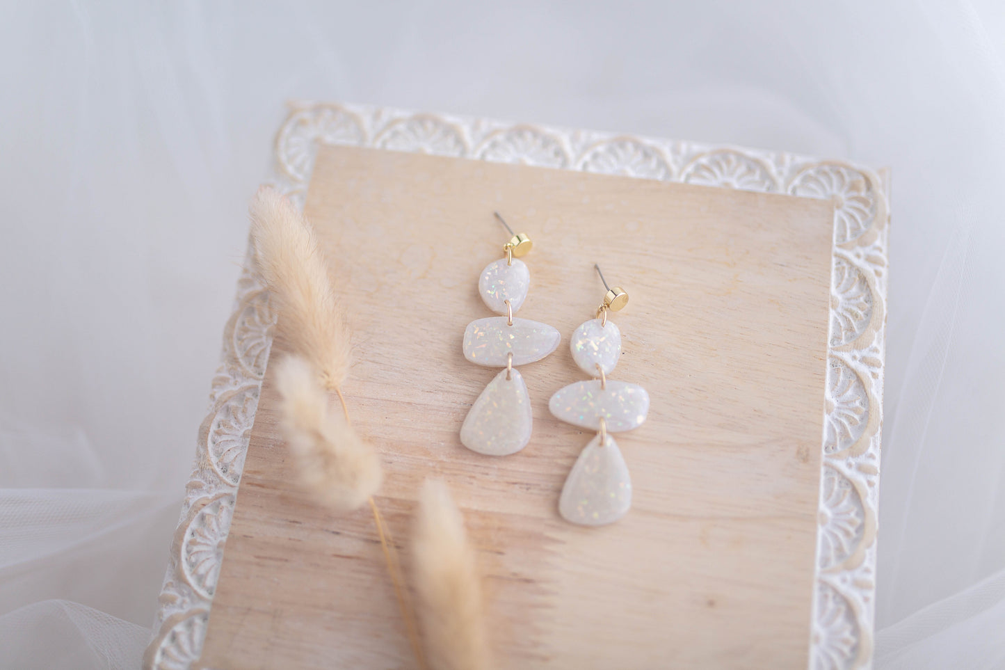 Clay Earrings | Opal Pebble Trio | Luxe Collection