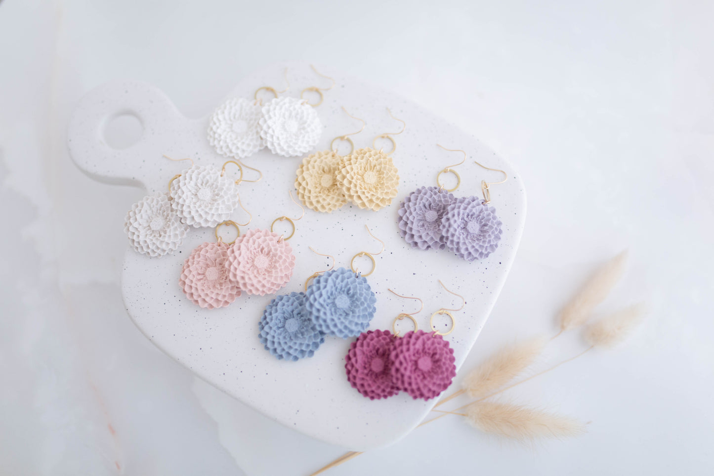 Clay Earrings | Large Dahlia Dangles