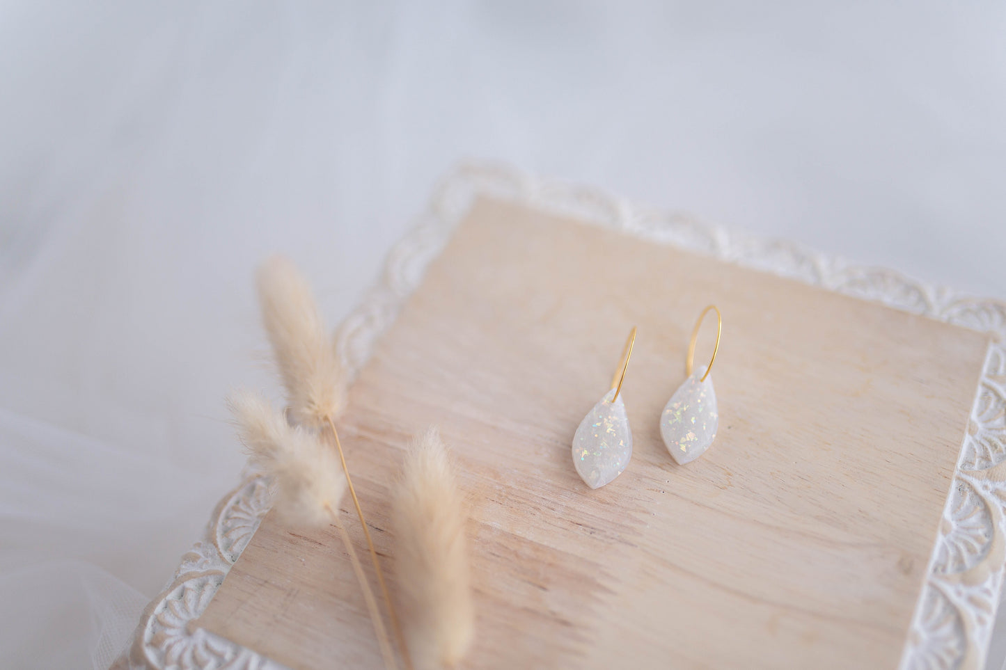 Clay Earrings | Opal Drop Mini Hoops | Luxe Collection